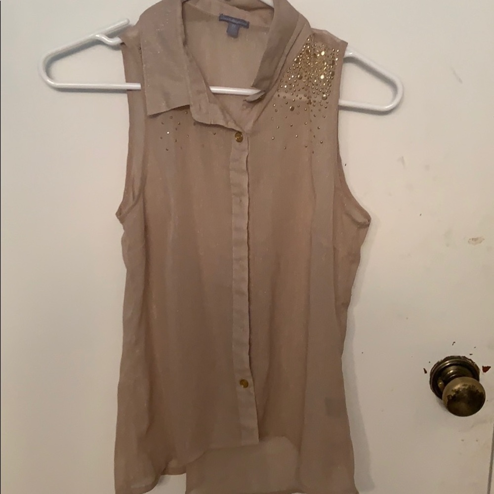 Beige sparkly tank top